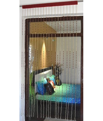 Homefab India Beaded Semi-Transparent Eyelet Door Curtain 7ft (Pack of 1) - Maroon