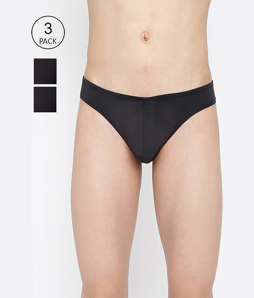 La Intimo Pack of 3 Polyester Briefs For Men's ( Black )