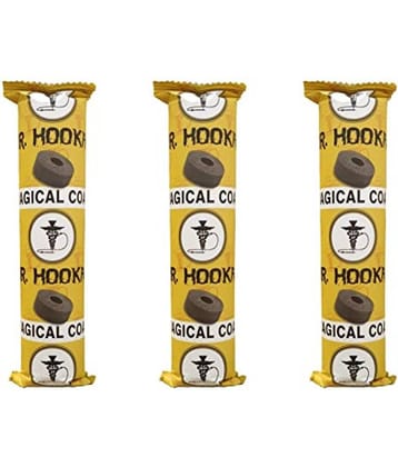PUFF SMART Mr Hookah Coconut Charcoal Magic Coal for Hookah Shisha Pack of 3 Rolls (Grey, Yellow, 30 Pcs Disk)