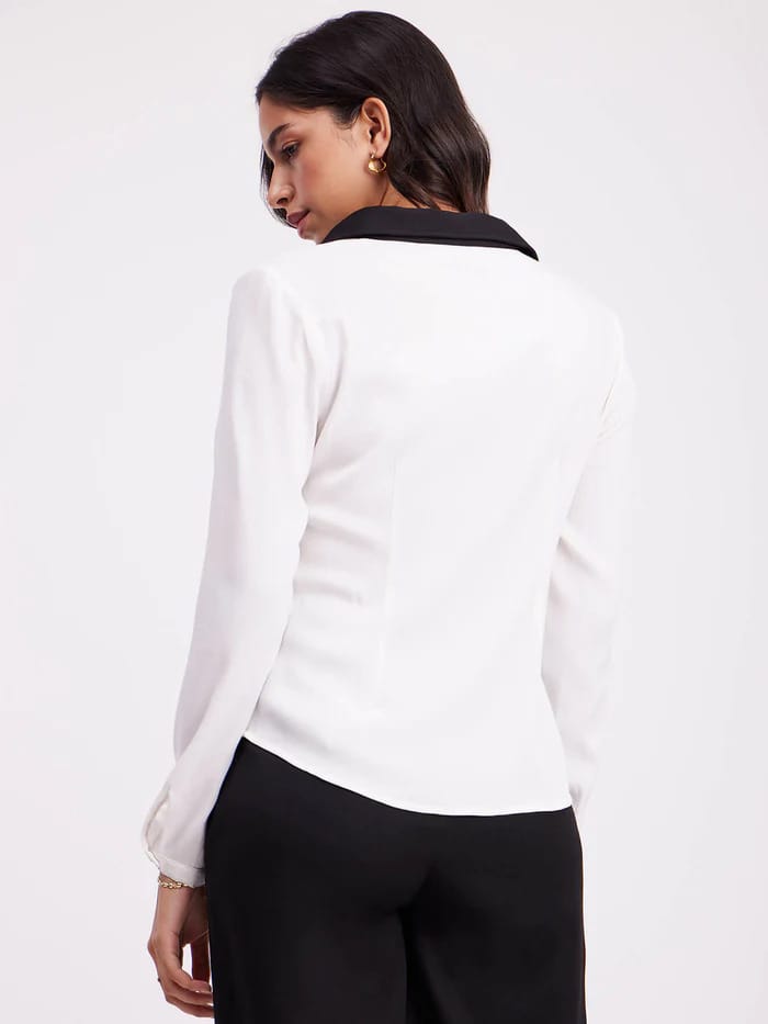 FableStreet White Peter Pan Collared Shirt