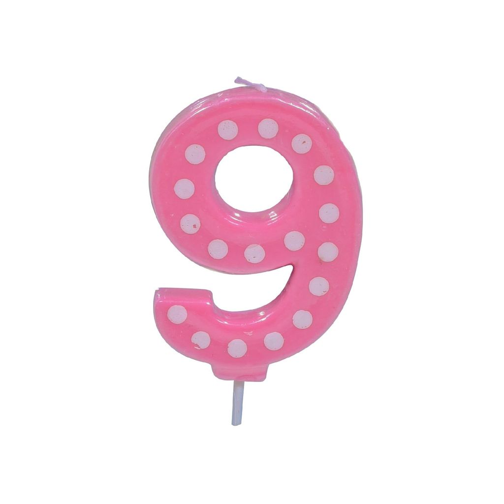 Polka Dot 9 Candle Pink 4" - Party and Festive Needs | Buy online on ZillyBuy