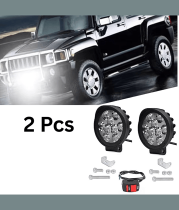 Aksmit ( Pack Of-2 with On/Off Switch ) Waterproof LED 9 Cap Fog Light Bar with High Power White LEDDesigned for Off-Road & Highway Use, Compatible with Electrical, Cars, Scooters, and Bikes