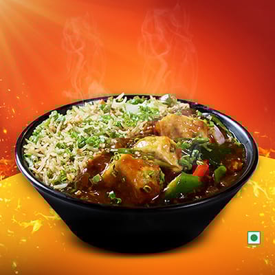 Veg Fried Rice With Chilli Paneer
