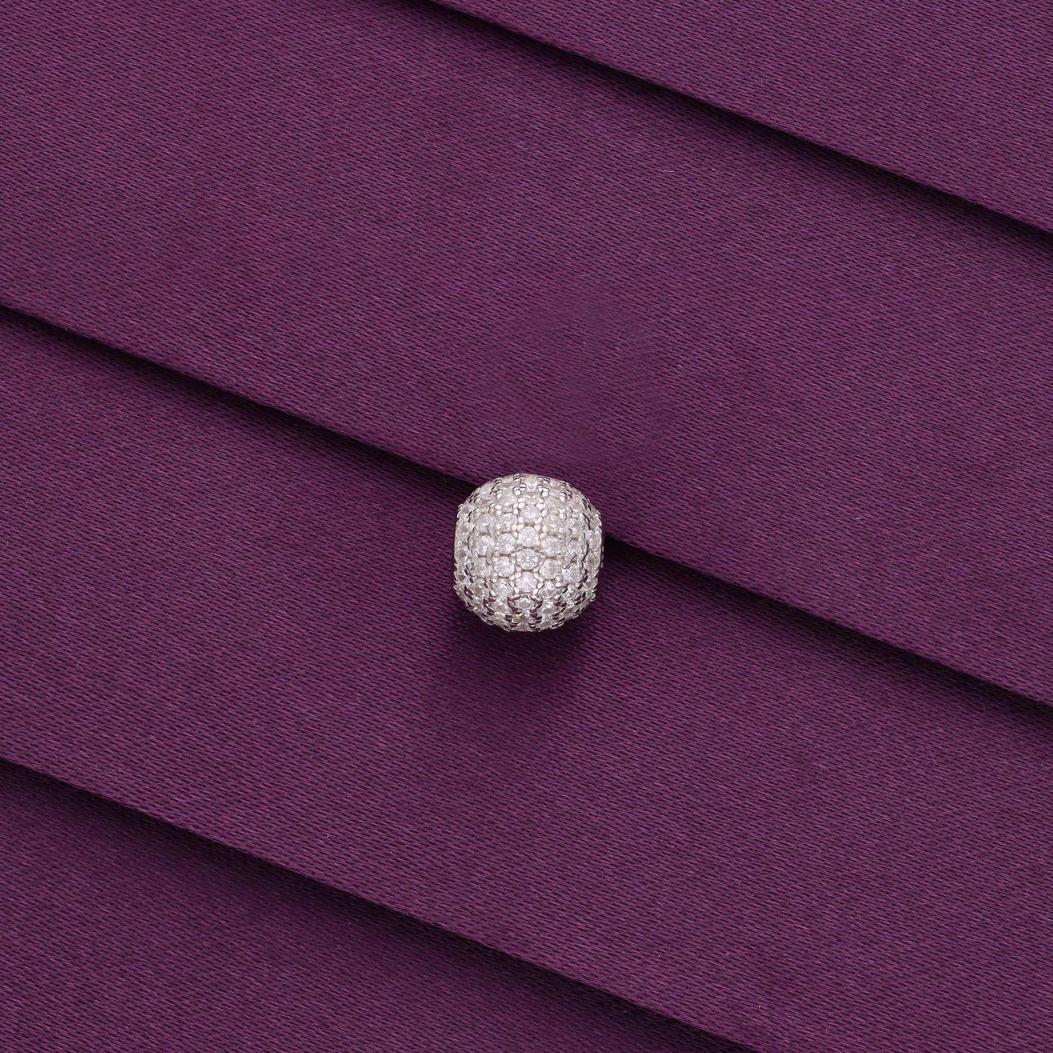 Sterling Silver Zircon Ball Pendant-White Stone / Silver