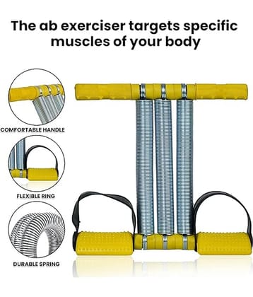 Tummy Trimmer, Triple Spring Tummy Trimmer, Waist Trimmer, Weight Loss Exerciser, Ab Exerciser,Fitness Accessories, Fat Burner, Full Body Workout for Men & Women (Triple Spring, Yellow)