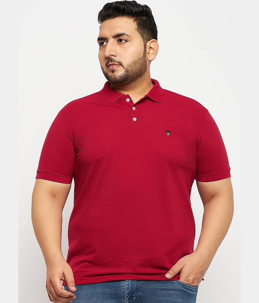 RELANE Pack of 1 Cotton Blend Regular Fit Solid Half Sleeves Men's Polo T Shirt ( Maroon )