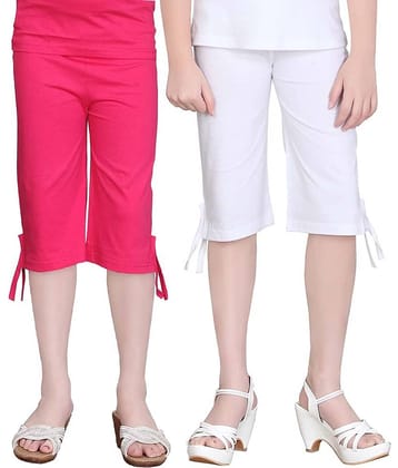 Sini Mini Pack of 2 Girls Cotton Capris ( Multicolor )