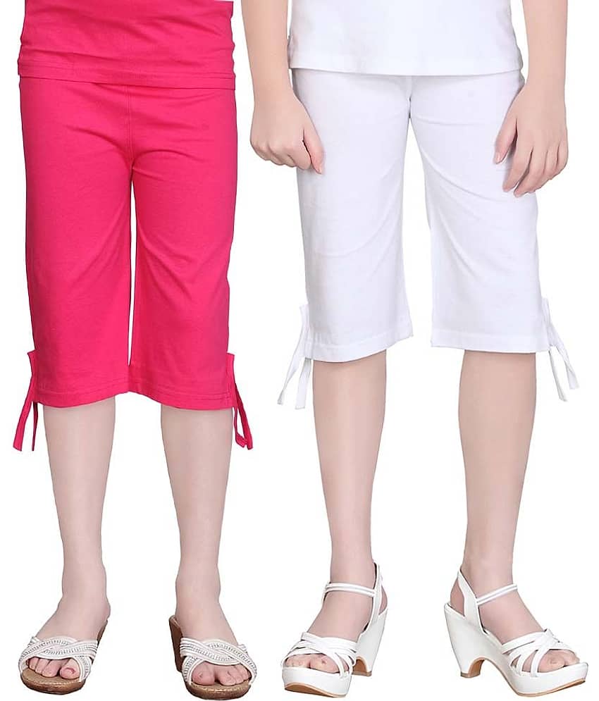 Sini Mini Pack of 2 Girls Cotton Capris ( Multicolor )