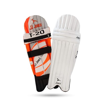 JJ Jonex Cricket Leg Guard (White Orange) JJ Jonex Cricket Leg Guard (White Orange)