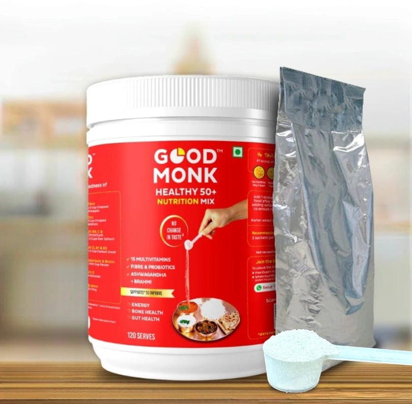 Healthy 50+ Nutrition Mix for Seniors Value Pack Jar - Improves Energy, Bone Health, Gut Health, Immunity & Mental Function-120 Serves Jar