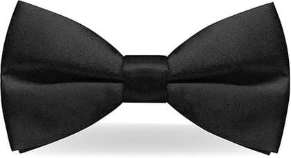 VOICI Men's Velvet & Satin oversized Bow & Pocket Square Tie Black Color Free Size best for Tuxido dinner jackets - Black Small Satin