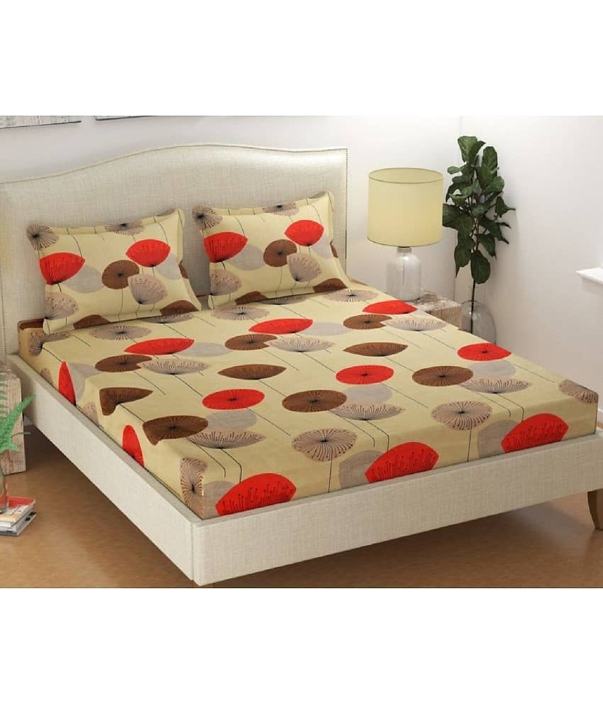 Neekshaa Glace Cotton 1 Double Bedsheet with 2 Pillow Covers ( Yellow )