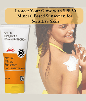 Dermistry Natural Sensitive Skin Sunscreen Mineral & Water Based SPF 50 UVA UVB PA+++ Sun Protection Aqua Glow Gel Dry & All Skin Type Cream Quick Absorbed Lightweight Moisturizer Sweat Resistant Lotion For Men & Women Children Kids Boys & Girls 50ml