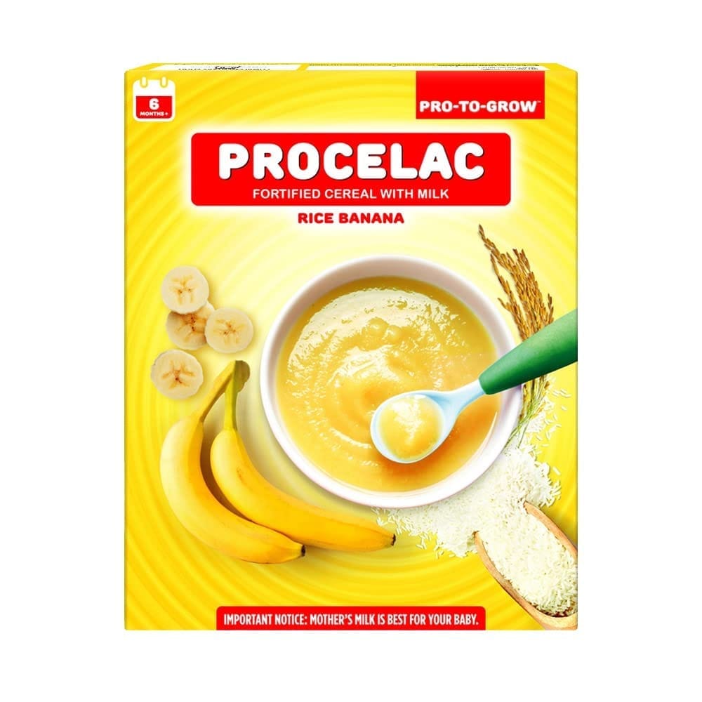 Pro To Grow Procelac Baby Cereal 300g | Rice, Bhim Banana & Milk | Rich in Iron, Calcium & 9 Essential Vitamins (6+ months) | Gluten & Soy Free | No Artificial Additives