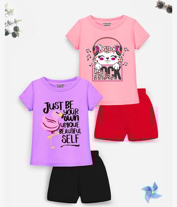 Trampoline Pack of 2 Girls Cotton Blend Top With Shorts ( Multicolor )