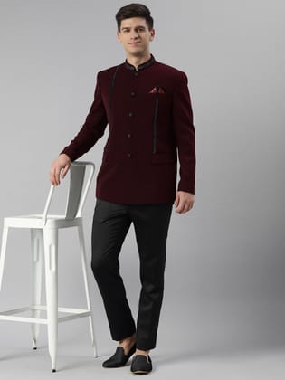 Maroon Embroidery Bandhgala-M/40 / Bandhgala Pant Set