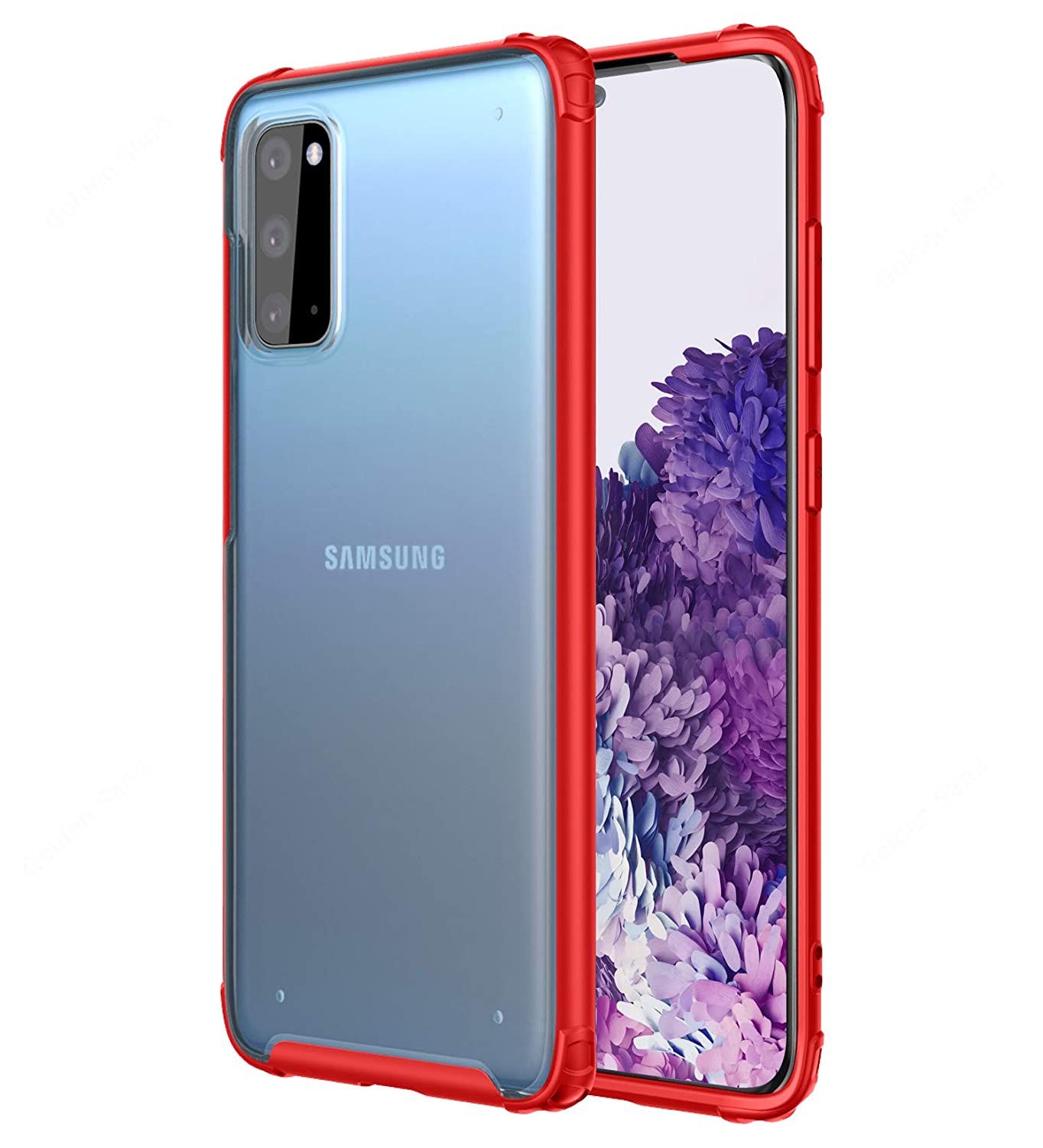 Rugged Frosted Series Hybrid Translucent Back Cover for Samsung Galaxy S20 6.2 inch, Red