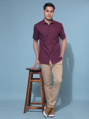 Wine Linen Shirt-M / Wine