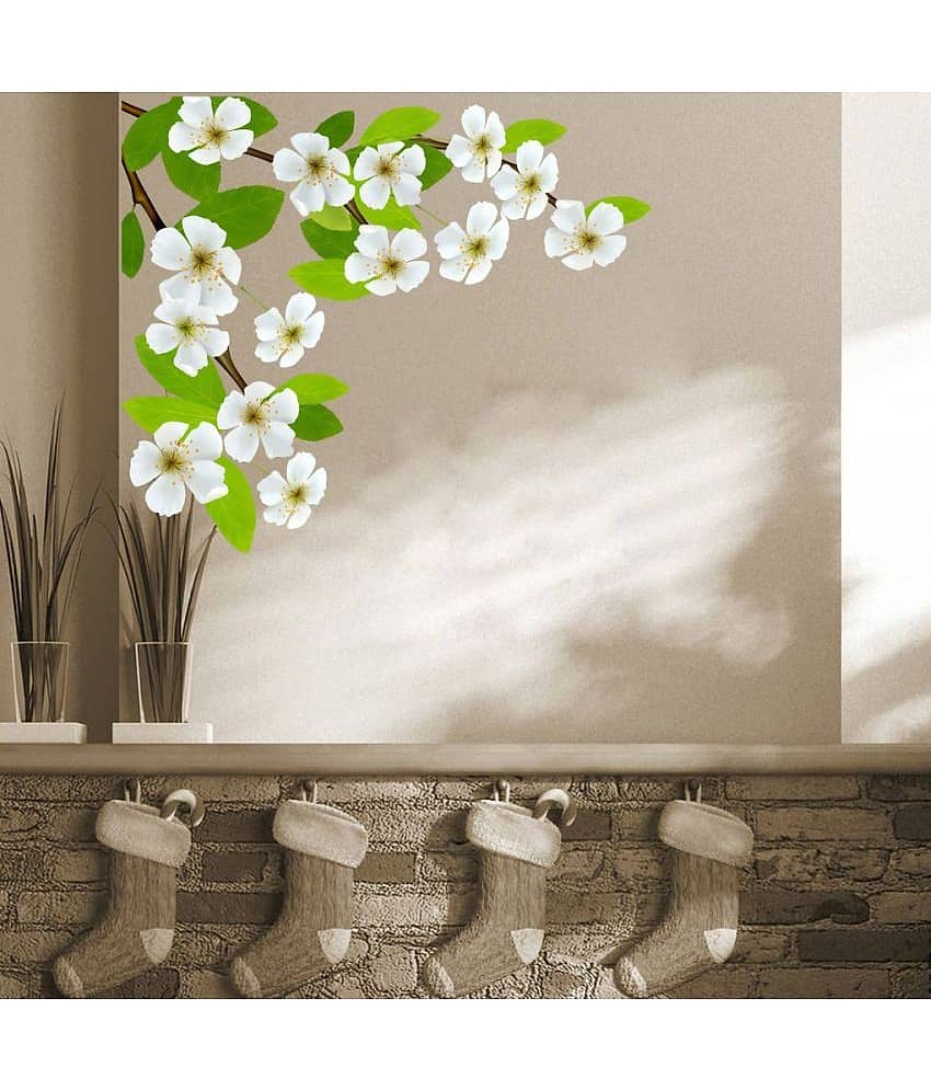 Decor Villa White Flowers Vinyl Wall Stickers