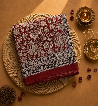 Hand Block Printed Bagh Cotton Saree 
