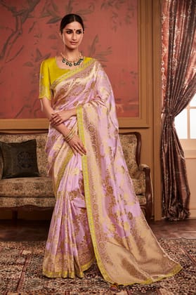Purple Woven Dola Silk Saree