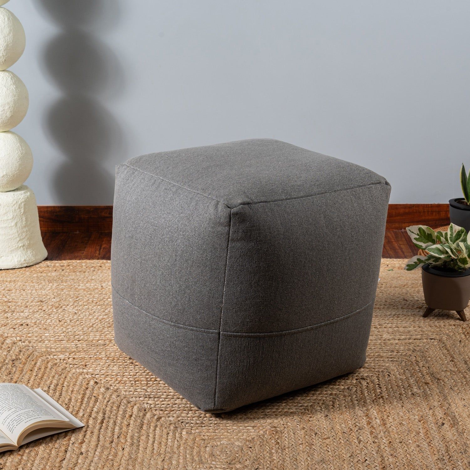 Serenity Haven Grey Pouf-16"x14"
