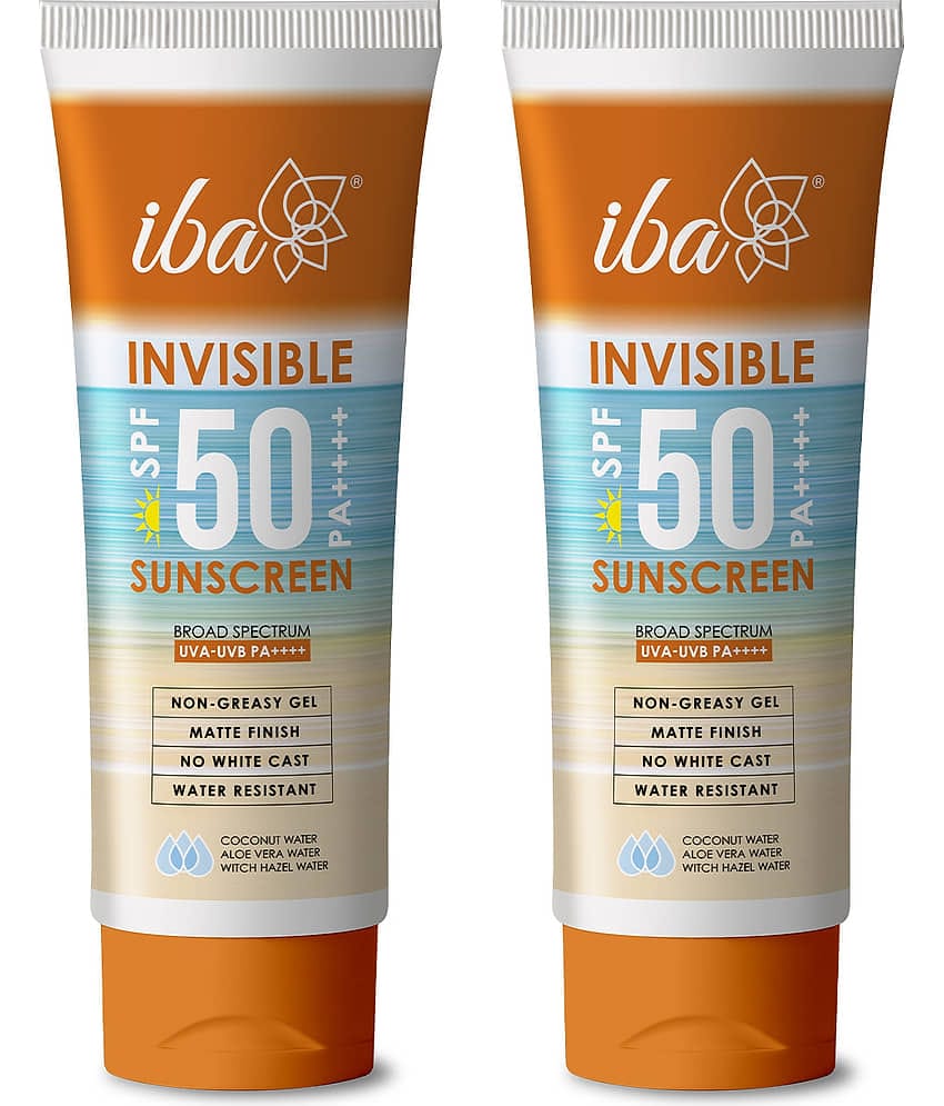 Iba Invisible Sunscreen Gel Based Oil Free Matte Finish - SPF 50 PA++++, 100g (Pack of 2 )