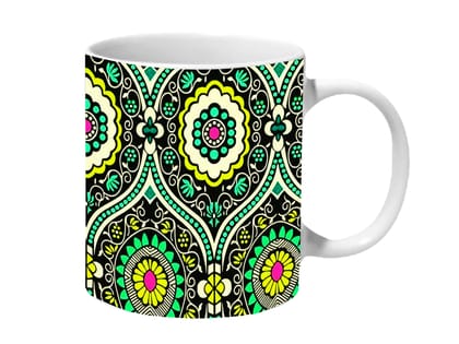 Multicolor Beautiful Block Print Pattern Ceramic Mug