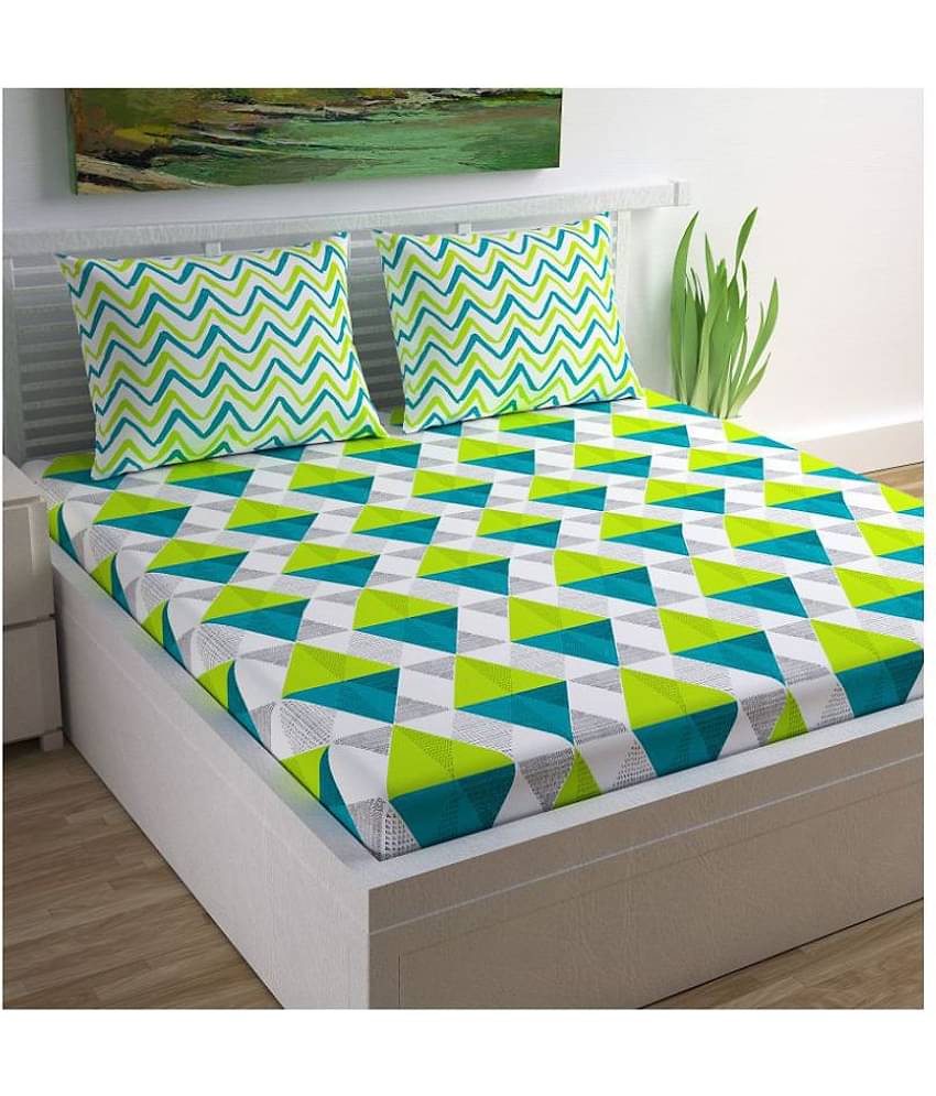 DIVINE CASA Cotton 1 Double King Bedsheet with 2 Pillow Covers ( Off White )