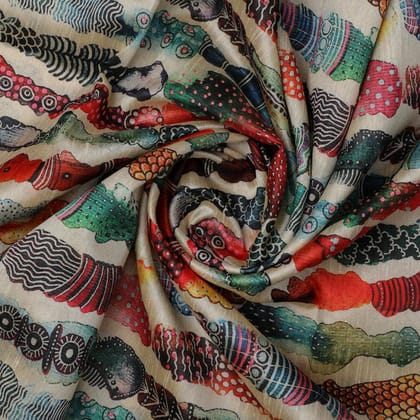 Colourful Round Stripes Digital Printed Fabric