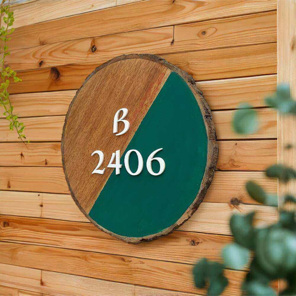 JadeOak - Modern Minimal Handcrafted Round Nameplate-10 Inches