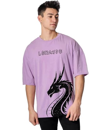 Leotude Pack of 1 Cotton Blend Oversized Fit Men's T-Shirt ( Purple )