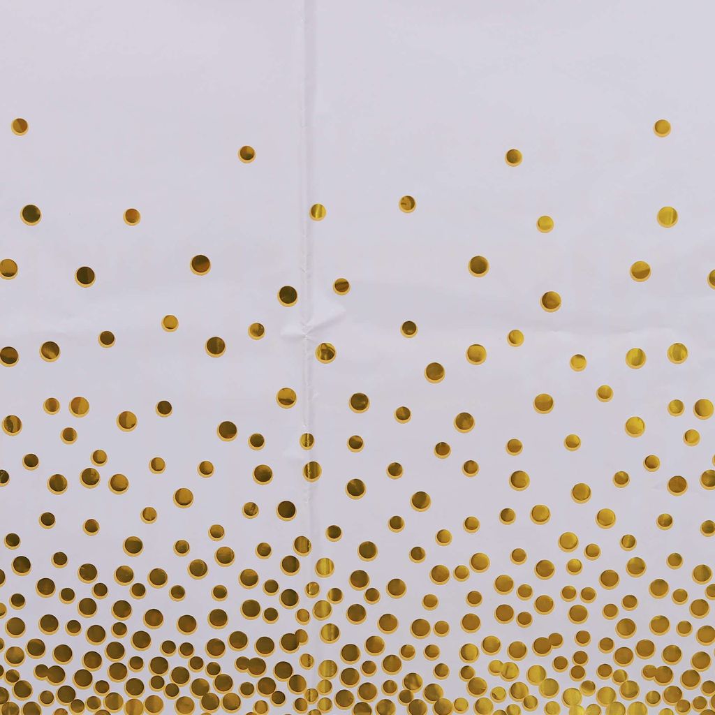 White Tablecover w/Golden Polka Dot 54inx72in - Party and Festive Needs | Buy online on ZillyBuy