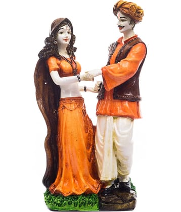 eCraftIndia Handicraft Showpiece Home Decor Rajasthani Man and Women Statue Decorative Gift