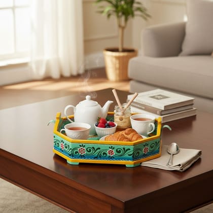 Painted Wooden Tray Home Living Hospitality Tray / Tea Offering Tray