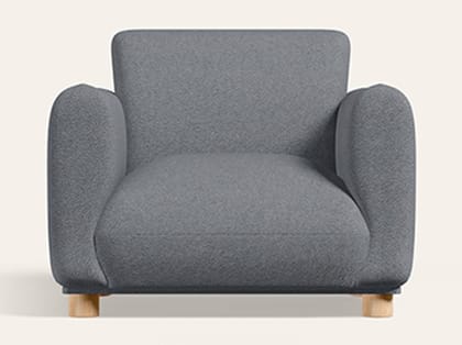Fluffy 1 Seater Fabric Sofa (3-Years Warranty, Solid Wood, Grey)