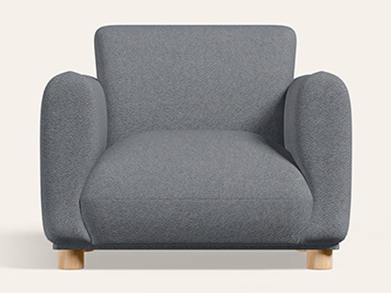Fluffy 1 Seater Fabric Sofa (3-Years Warranty, Solid Wood, Grey)
