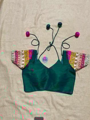 Pure rawsilk maggam work blouse with handmade latkans-2XS