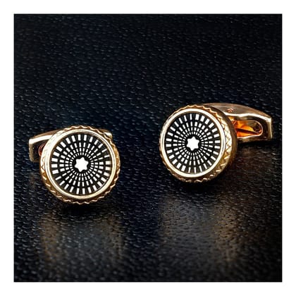 Luxury Rose Gold Black Cufflinks In Box
