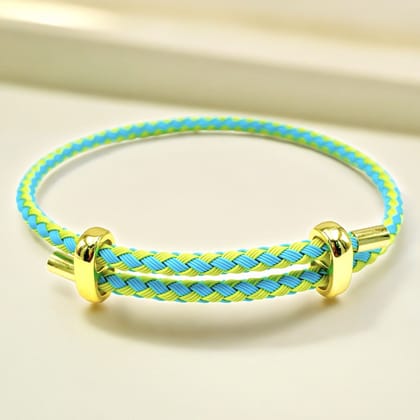 Slim Green 18K Gold Anti Tarnish Adjustable Threads Bracelet For Women-Green