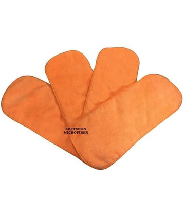 SOFTSPUN Microfiber 4 Layer Baby Pocket Diaper Inserts, Pack of 4 Large Size (Orange) Age 0-24 Months, Washable, Reusable Ultra Absorbent, Super Soft & Comfortable for Babies Skin of Newborn Baby.