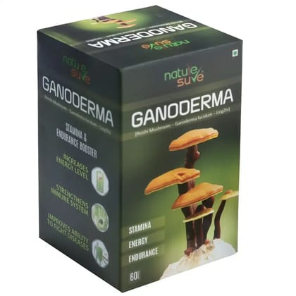 Nature Sure Ganoderma LingZhi Reishi Mushroom for Stamina, Endurance and Longevity - 60 Capsules
