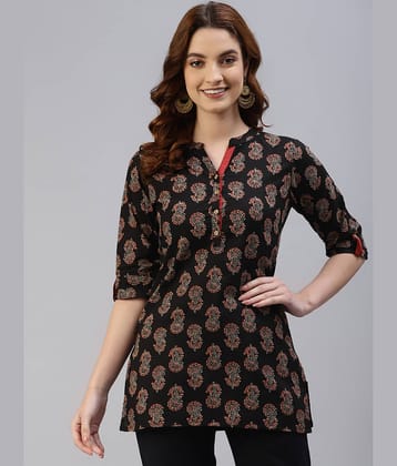 SVARCHI - Black Cotton Women's Straight Kurti ( Pack of 1 )