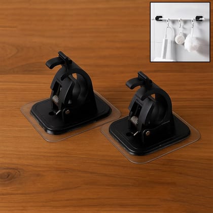 Heavy-Duty Wall-Mount Clip with Transparent Adhesive Base (2 Pc)