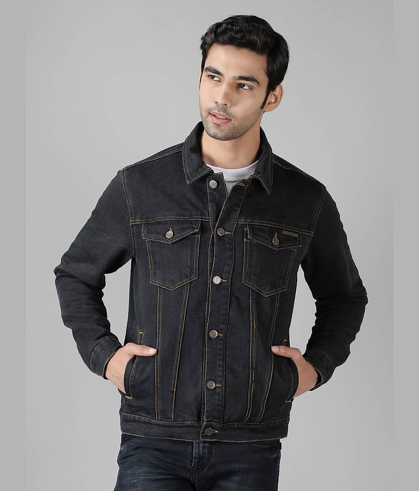 NUEVOSPORTA - Dark Grey Cotton Regular Fit Men's Denim Jacket ( Pack of 1 )