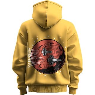 BULL CLOTHING Men's Mars Rocket Adventure Mustard Hoodie  280 GSM Fleece  Comfortable Casual Wear Sweatshirt (XL)