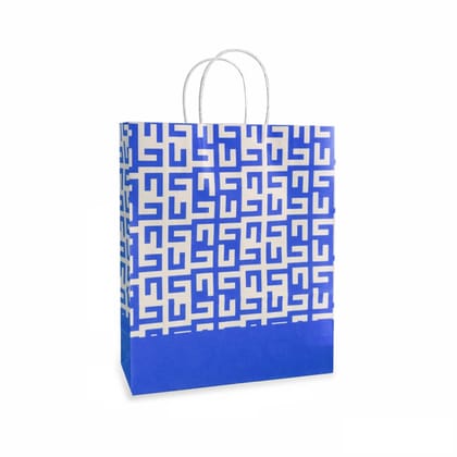 90 GSM Blue Printed Paper Gift Bags, Paper Carry Bags For Birthday Gifts, Return Gift Bags, Office Party, Corporate Gifting & Festive Gifting (Size: 12 x 10 x 4 inch) - Set of 12 90 GSM Blue Printed Paper Gift Bags, Paper Carry Bags For Birthday Gifts, Return Gift Bags, Office Party, Corporate Gifting & Festive Gifting (Size: 12 x 10 x 4 inch) - Set of 12