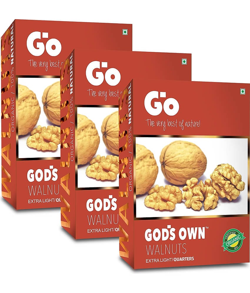 GO Organic Extra Light Quarters Walnuts Without Shell, 750gm (250gm X 3)