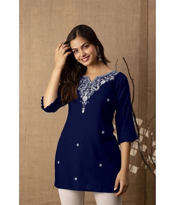 Kapadia Women's Rayon Regular Top ( Blue )