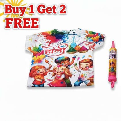 Kids Holi Festival Printed T Shirt Water Bomb Set Buy 1 Get 2 Free